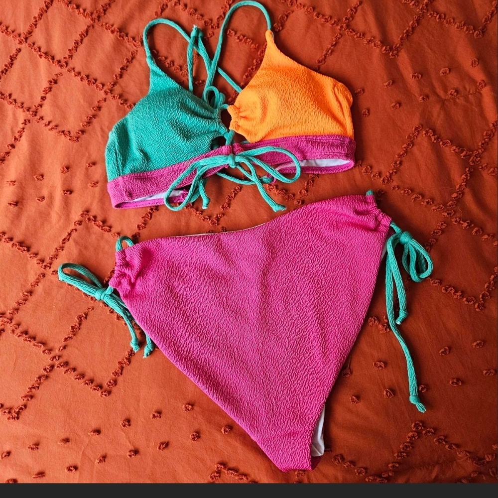 Colorful Bikini Set with Tie Details